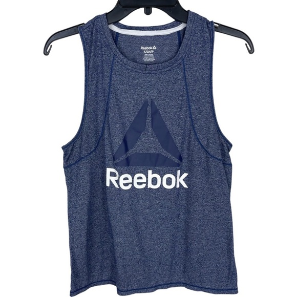 3/30$🔥 Reebok Woman’s Blue Muscle Graphic Tank Top Logo Size S - Picture 2 of 7